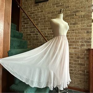 VTG 70s 80s Coquette Light Pink Chiffon Midi Maxi Skirt